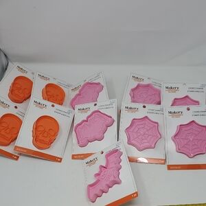Halloween Cookie Cutters STAMPER Set - Orange and Pink